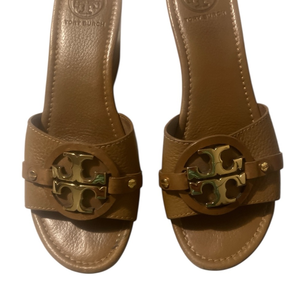 Tory Burch Brown Leather Sandals with Gold LogoTory Burch wedges
